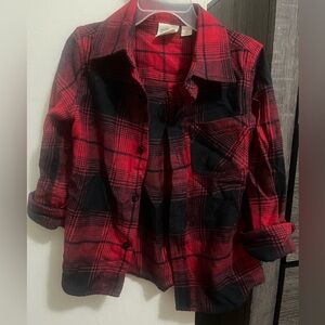 Plaid Kids Shirt - Red and Black - Boys (4T)